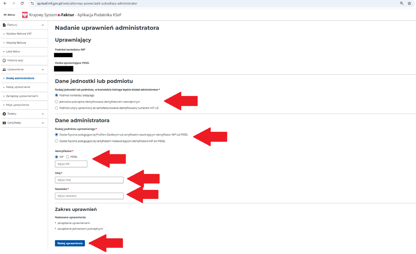 Nadawanie uprawnień KSeF - etap 2