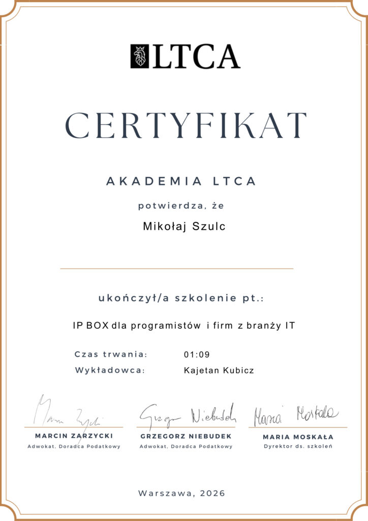 Certyfikat IP BOX dla programistów i firm z branży IT